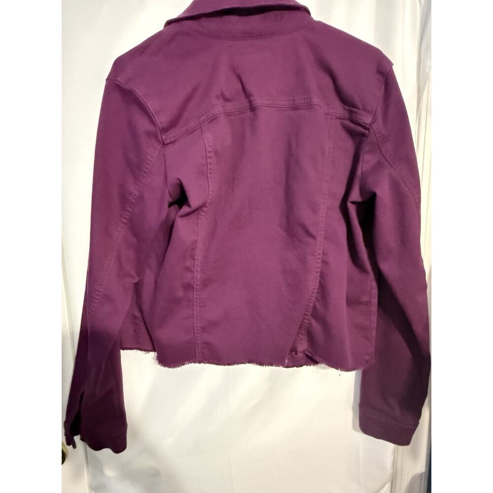 Kut From The Kloth Kara Jacket XL Purple Cropped Raw Hem Snap Front - Picture 2 of 10